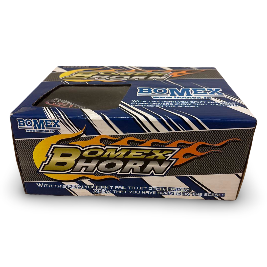 BOMEX CARBON CLACSON HORNS New old stock in box - Side view of the box