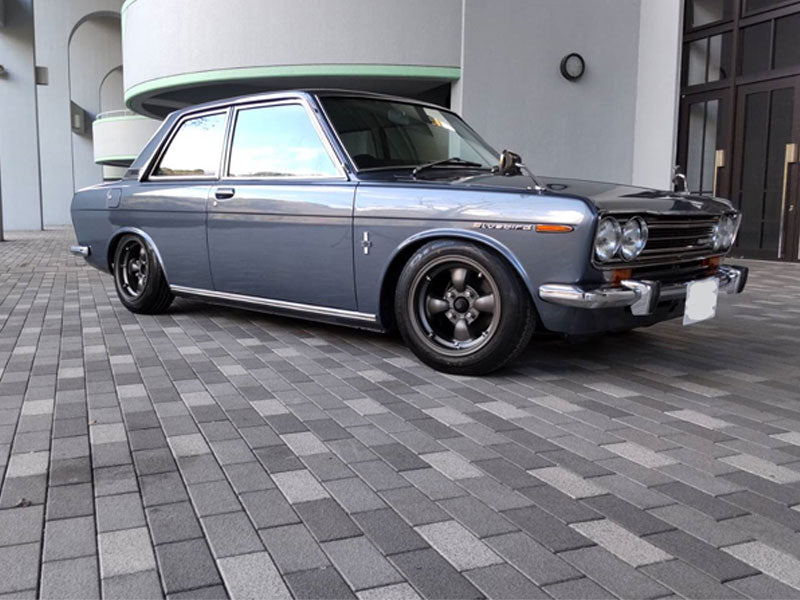 GOTTI WHEELS by Colin Project photo showing the wheels mounted on a vintage Datsun Bluebird | Mad Hero