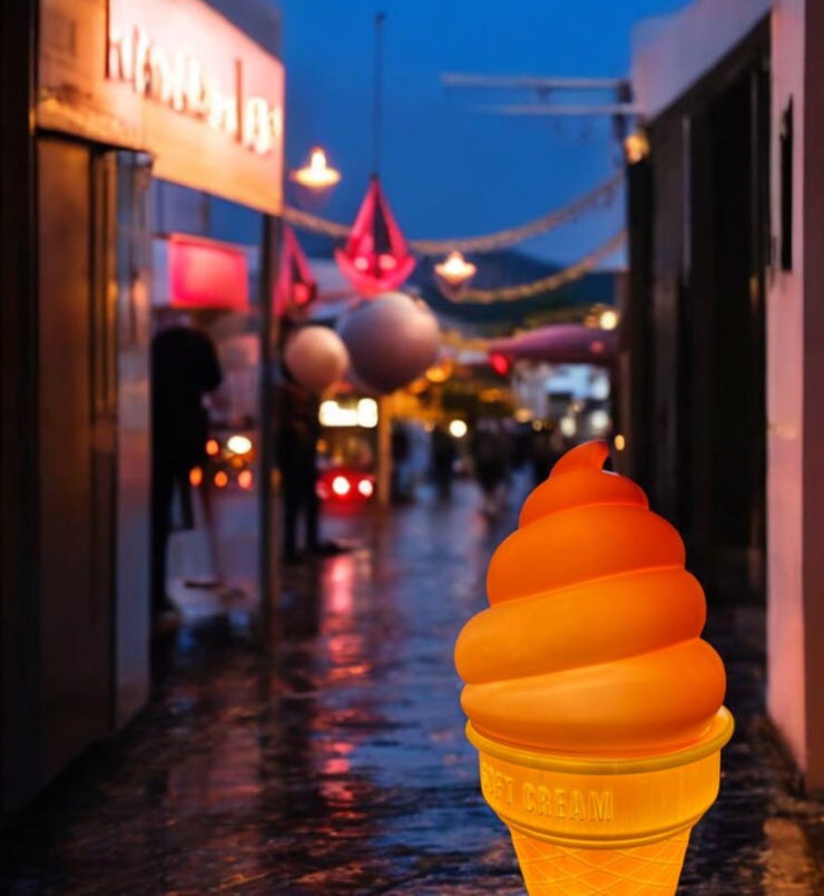 Japanese Ice cream illuminated sign for shops - JDM Import - By night photo in the city