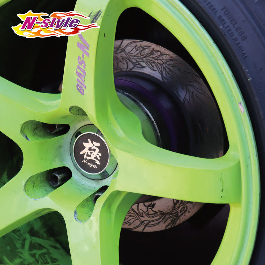 N-STYLE dragon slit brake FRONT DISCS - detail of the discs mounted - JDM Import