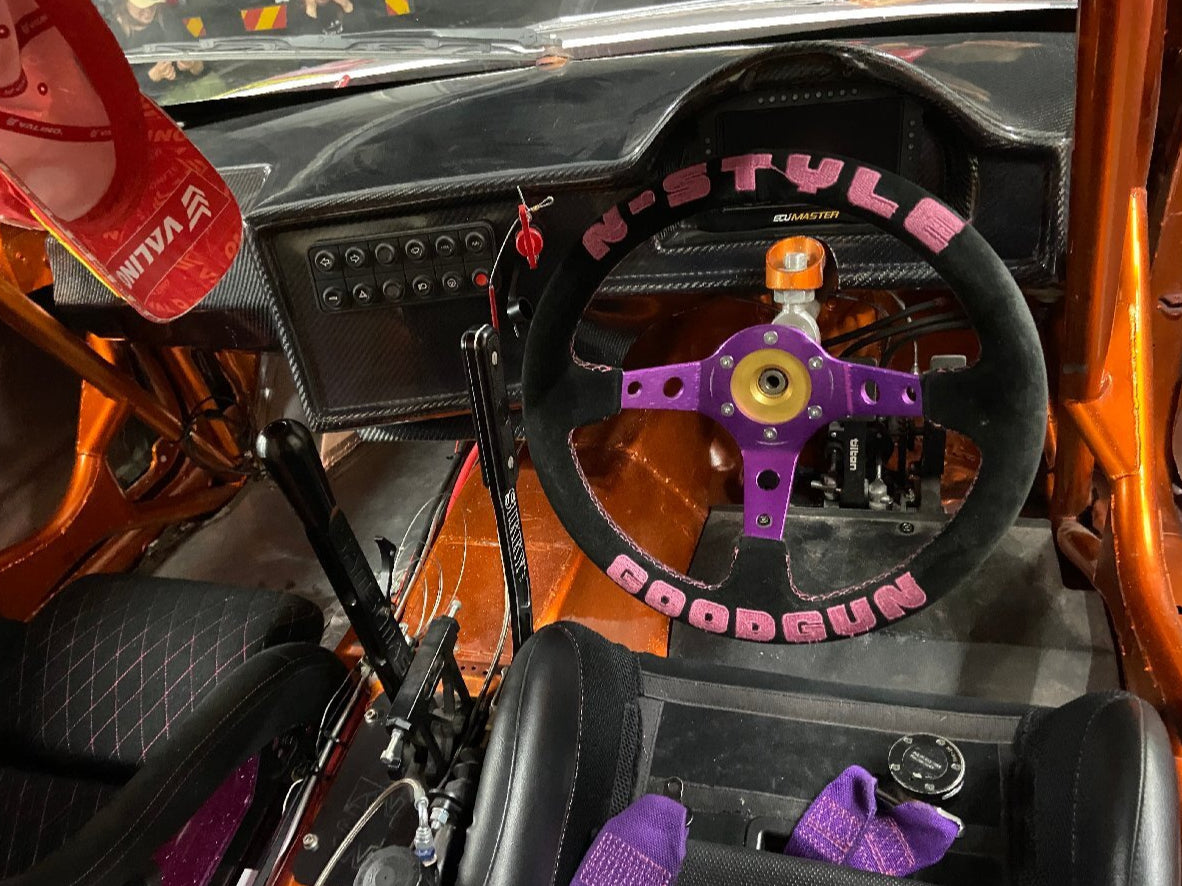 NAOKI NAKAMURA N-STYLE x Goodgun steering wheel 320mm - Photo mounted inside the car - JDM Import