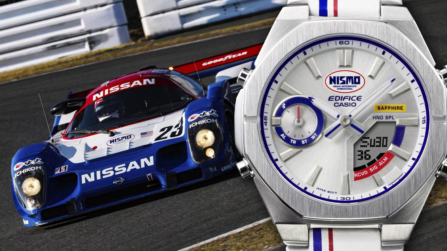 NISMO Casio collaboration watch in LIMITED EDITION - Photo with the Nissan r91cp - JDM Import