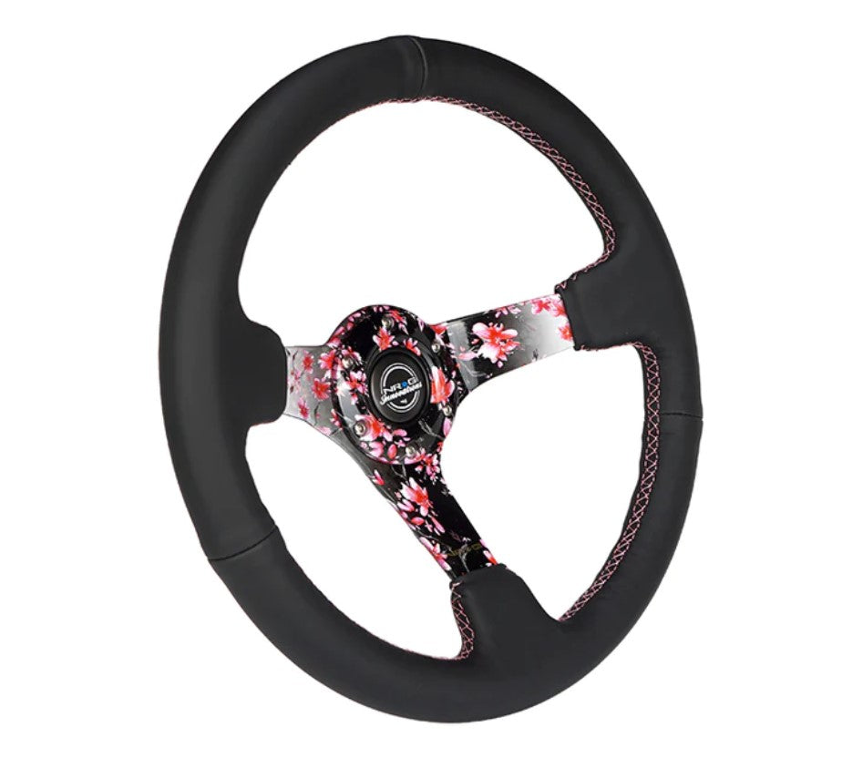 NRG steering wheel, sakura flowers color, side view