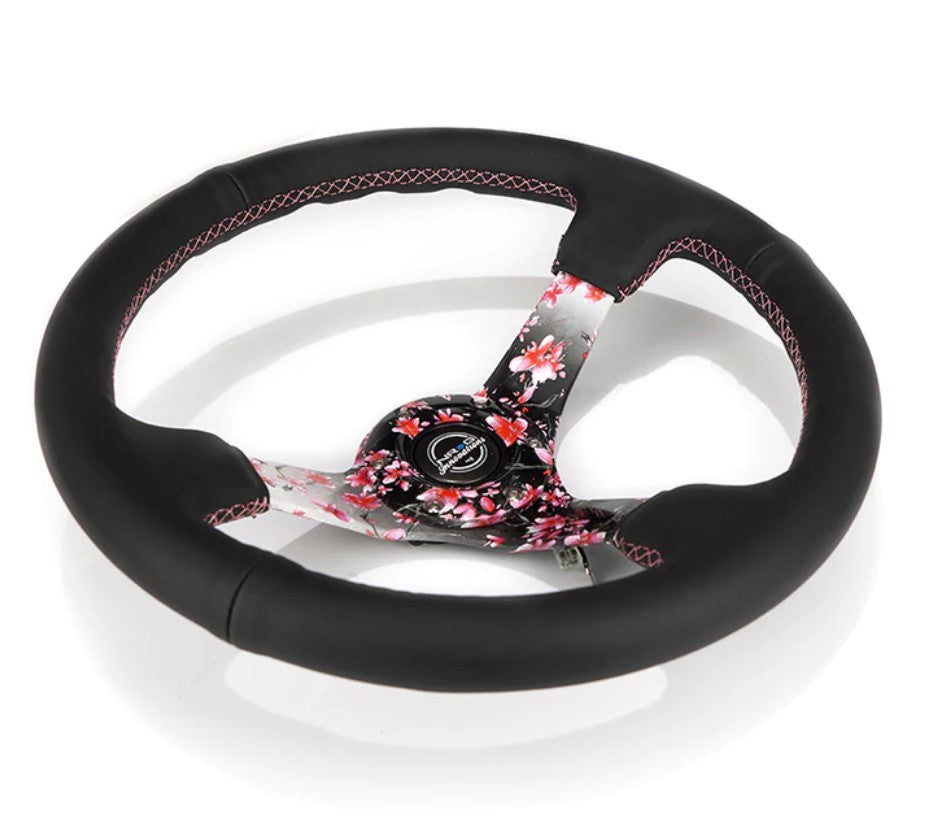 NRG steering wheel, sakura flowers color, top view