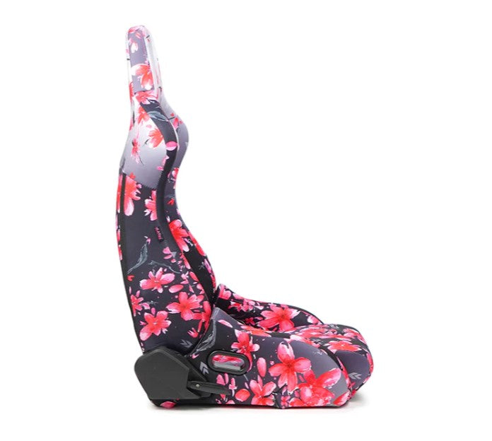NRG reclinable seat sakura, flowers pink color, side view