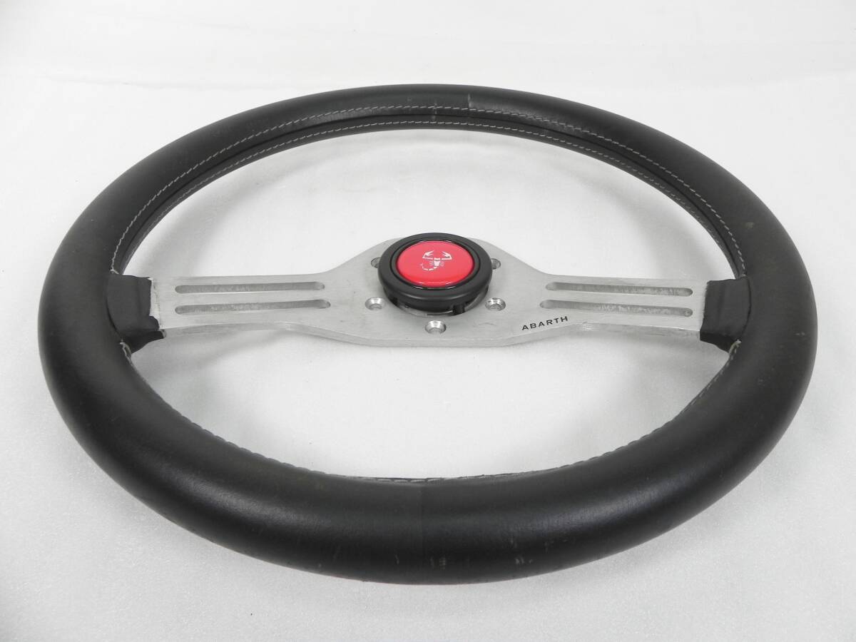 ABARTH two spoke steering wheel - photo of the stitching - JDM Import