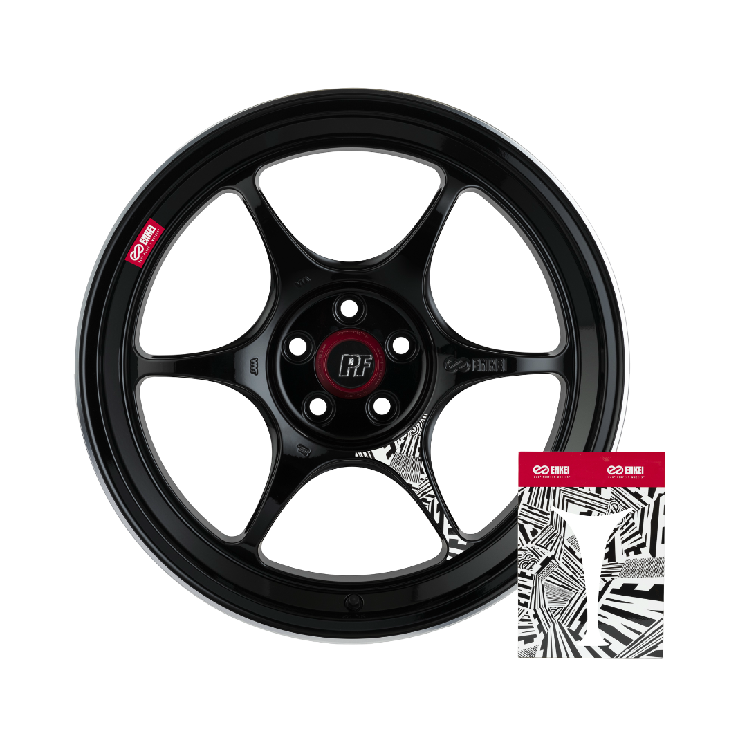 ENKEI PF06 wheels - color Black with sticker applied - JDM Import