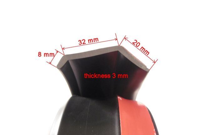 EZ Style Universal Bumper lip - Pgoto of the measurements of the lip