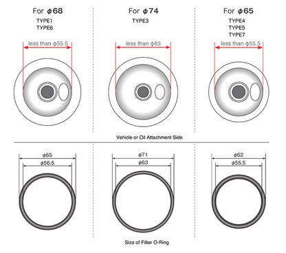 HKS oil filter sizes and diameters