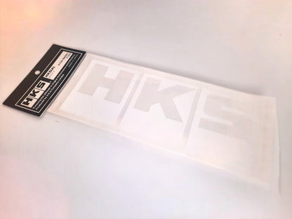 Original HKS white logo sticker in the original package
