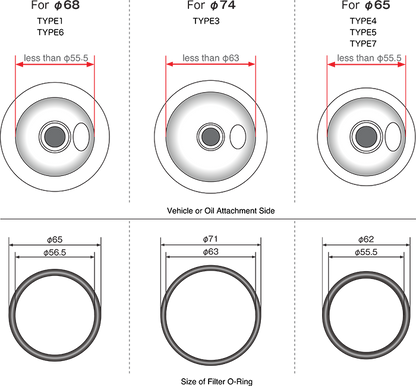 HKS oil filter sizes and diameters