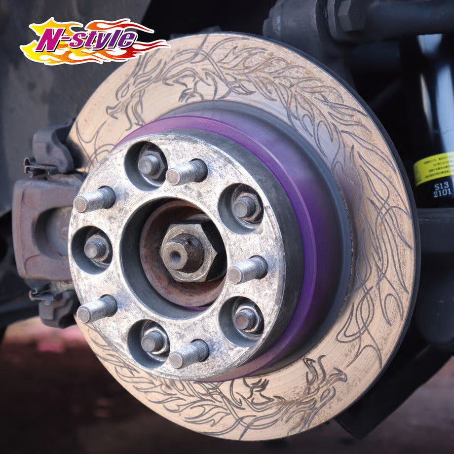 N-STYLE dragon slit brake FRONT DISCS  - detail of the disc mounted on the chassis - JDM Import