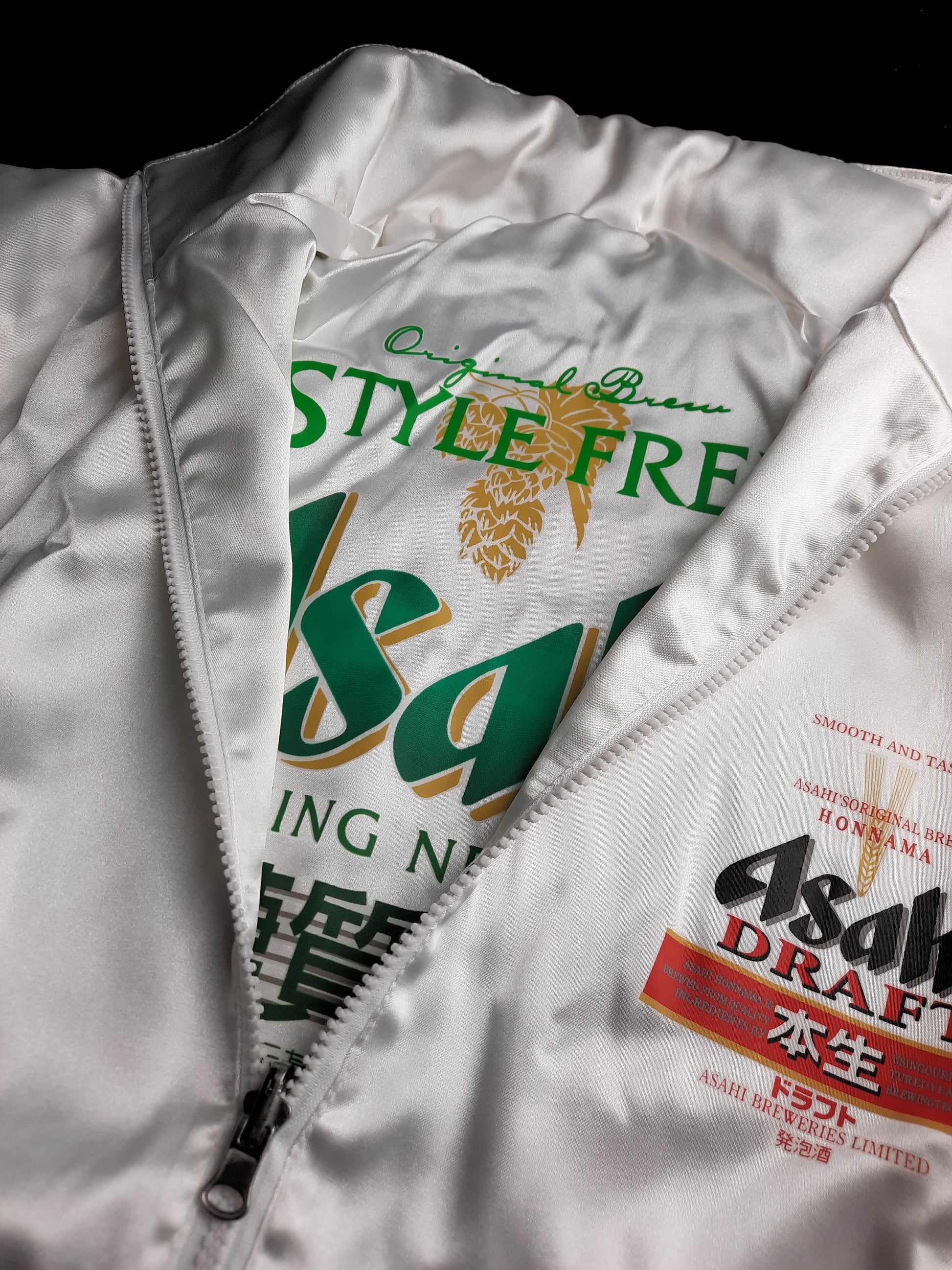 ORIGINAL ASAHI BEER JACKET LIMITED EDITION - Front zip details - JDM IMPORT