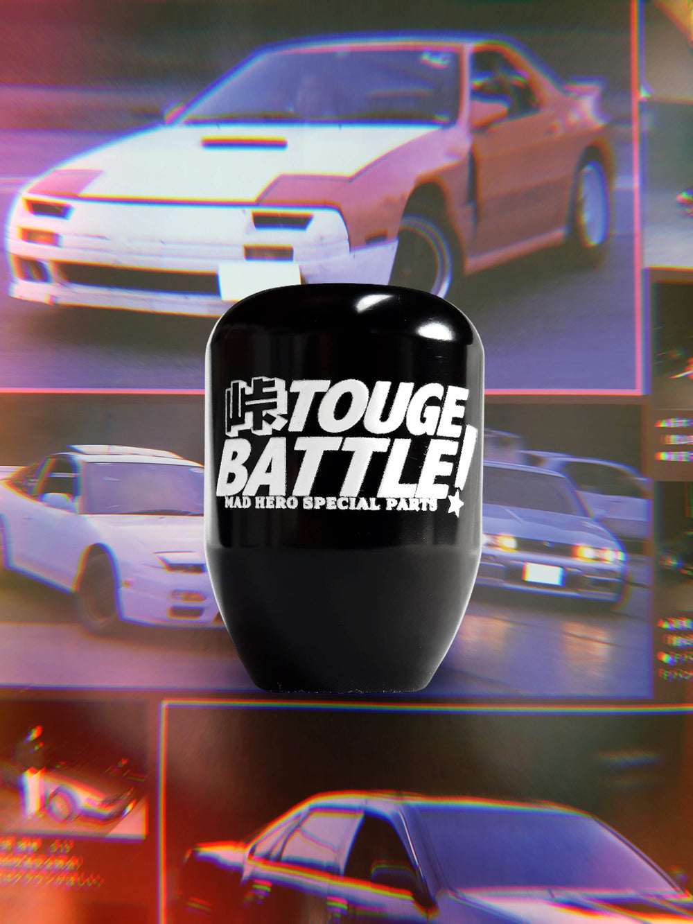 TOUGE BATTLE Black JDM shift knob - Front side view - Silvia S13, Skyline GTR, Supra