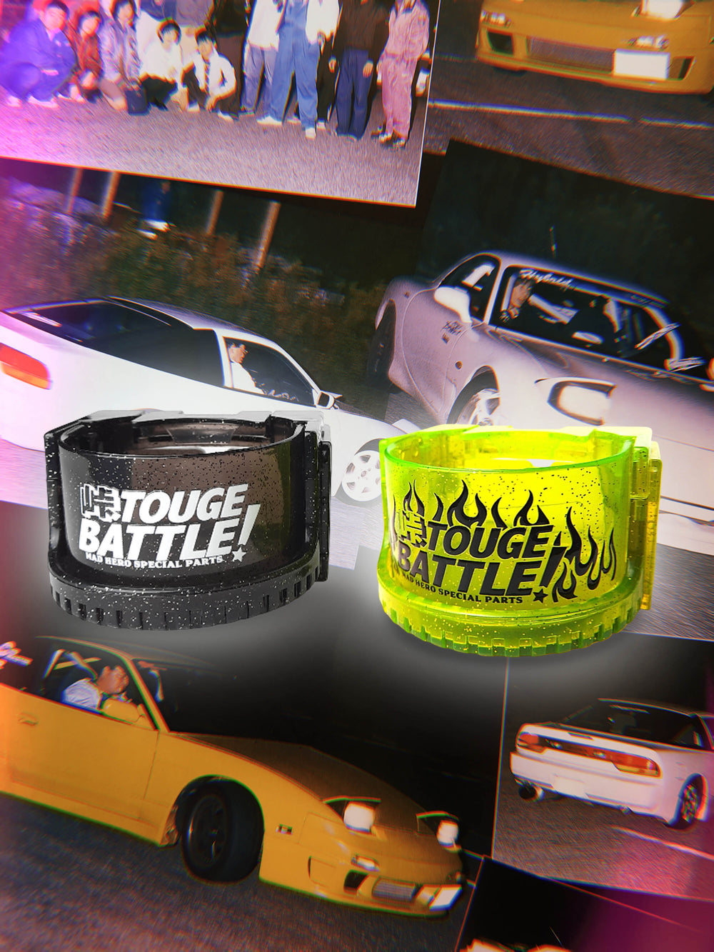 TOUGE BATTLE!™ GLITTER SKELETON CUP HOLDERS - Original JDM - Silvia S13 -240SX - Skyline GTR - Supra