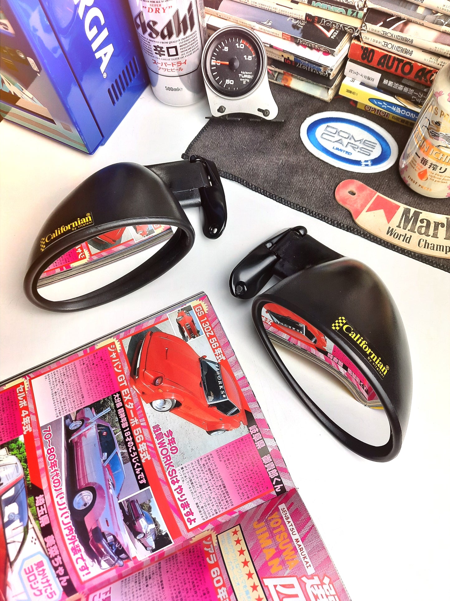VITALONI CALIFORNIAN F1 AERO MIRRORS - mirrors with Kaido magazine